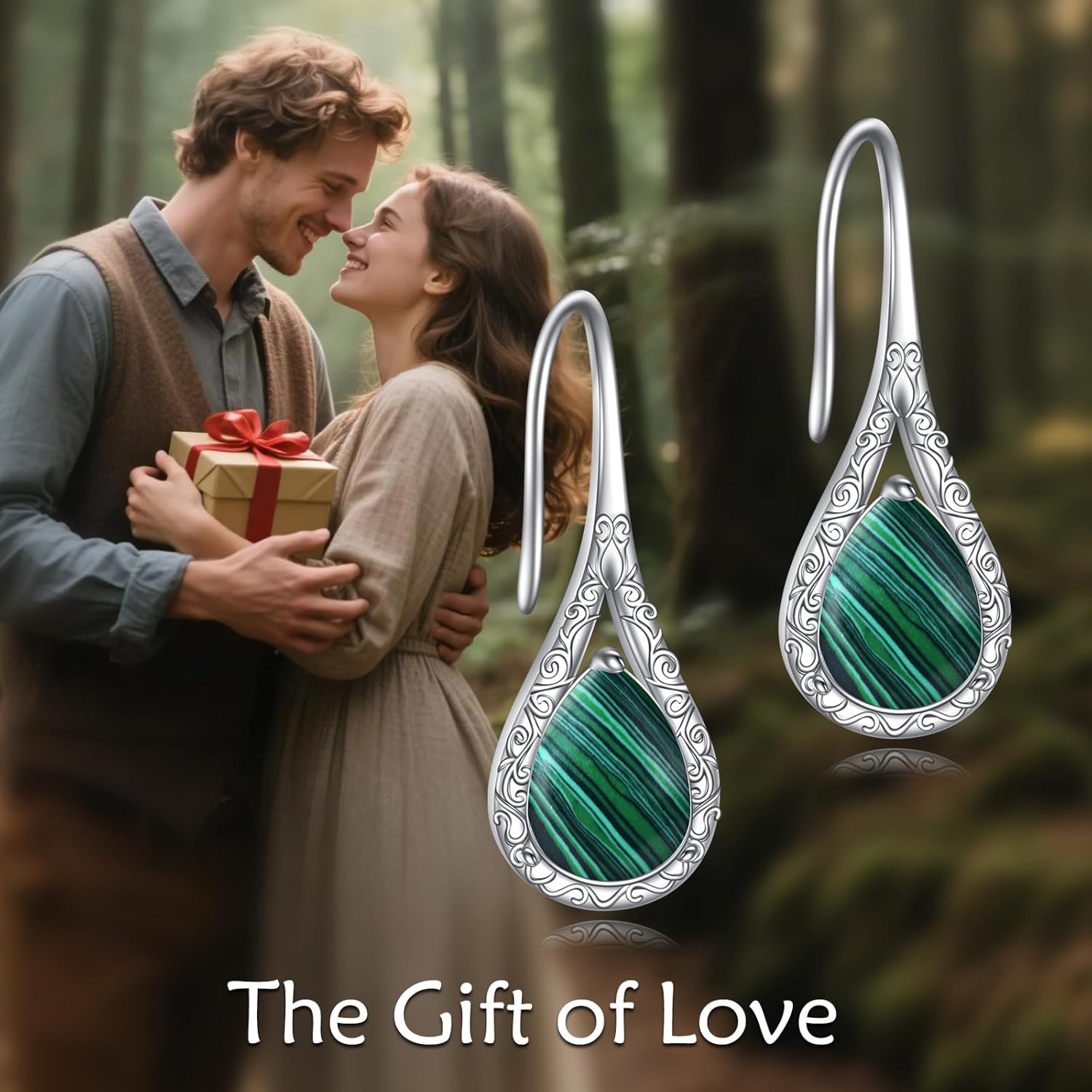 Dangle Drop Earings Stering Siver Pull Through Teardrop Gemstone Earrings Jewelry Birthday Gifts for Women