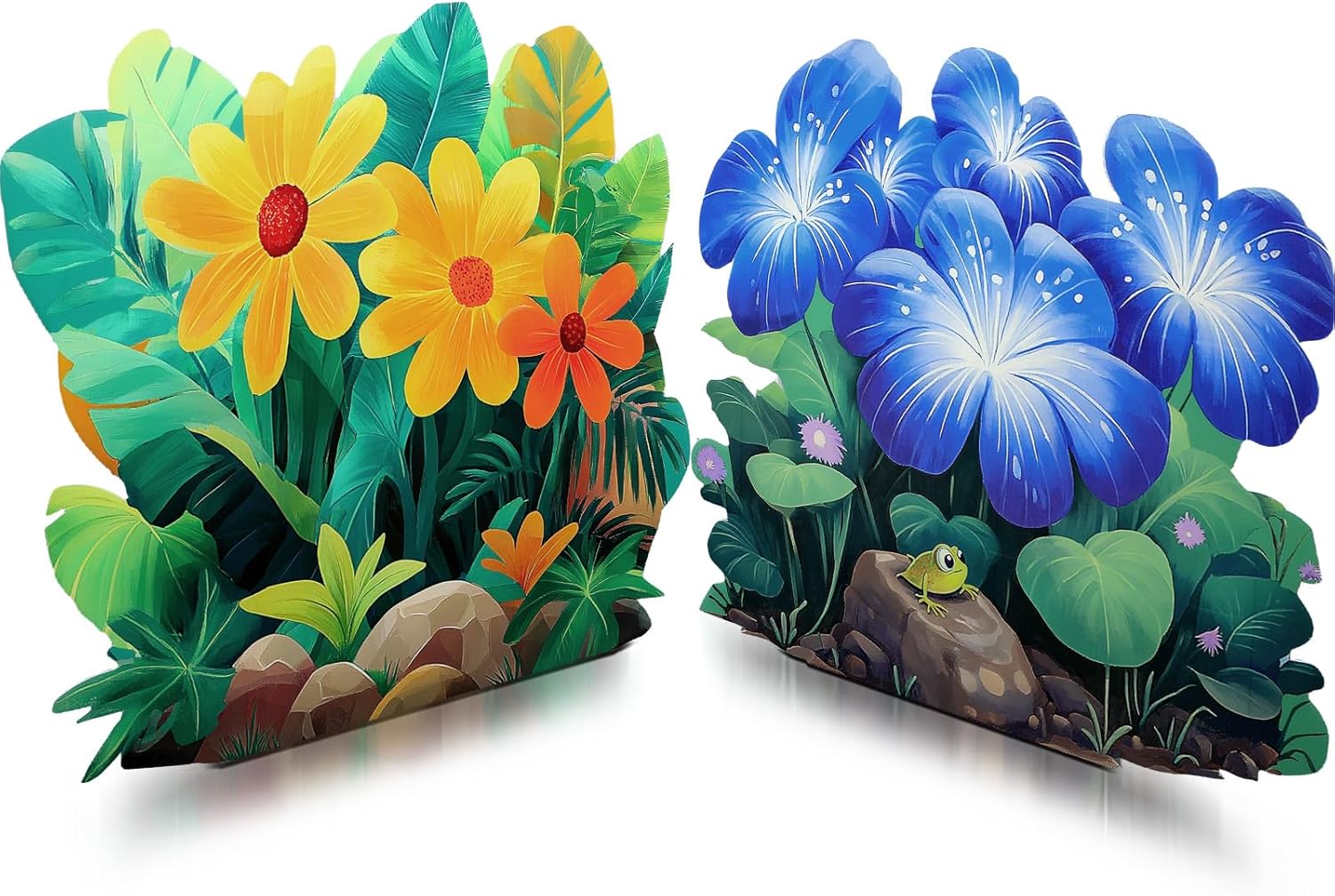 Jetec 2 Pack 3 Feet Spring Flowers Cardboard Cutout Stand up Spring Party Decoration Life Size Photo Prop VBS Themed Backdrop for Vacation Bible School Garden Yard Party Supplies