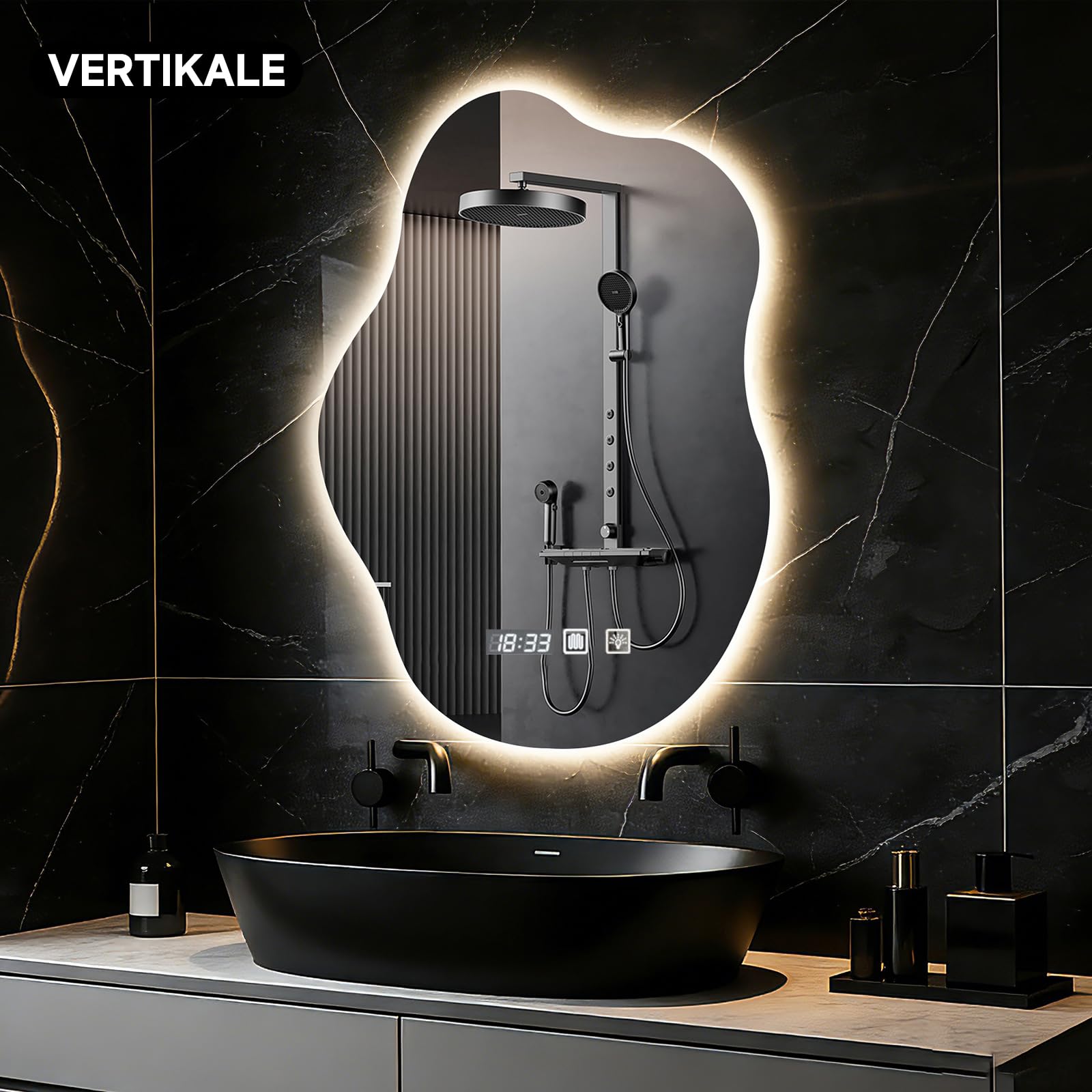 Specchio da bagno con illuminazione,specchio cosmetico a forma di nuvola 70x50 cm,3 colori di luce,dimmerabile, antiappannamento,interruttore touch,per soggiorno,camera da letto, ingresso