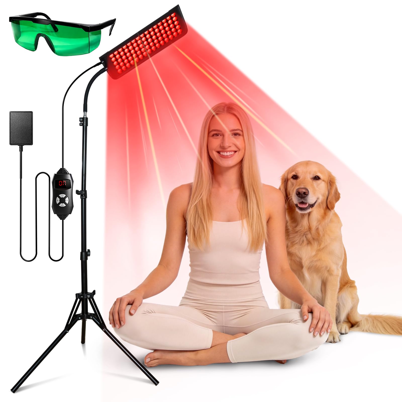 Red Light Therapy Lamp for Face and Body – Professional 660nm Red & 850nm Near Infrared Light Therapy Device