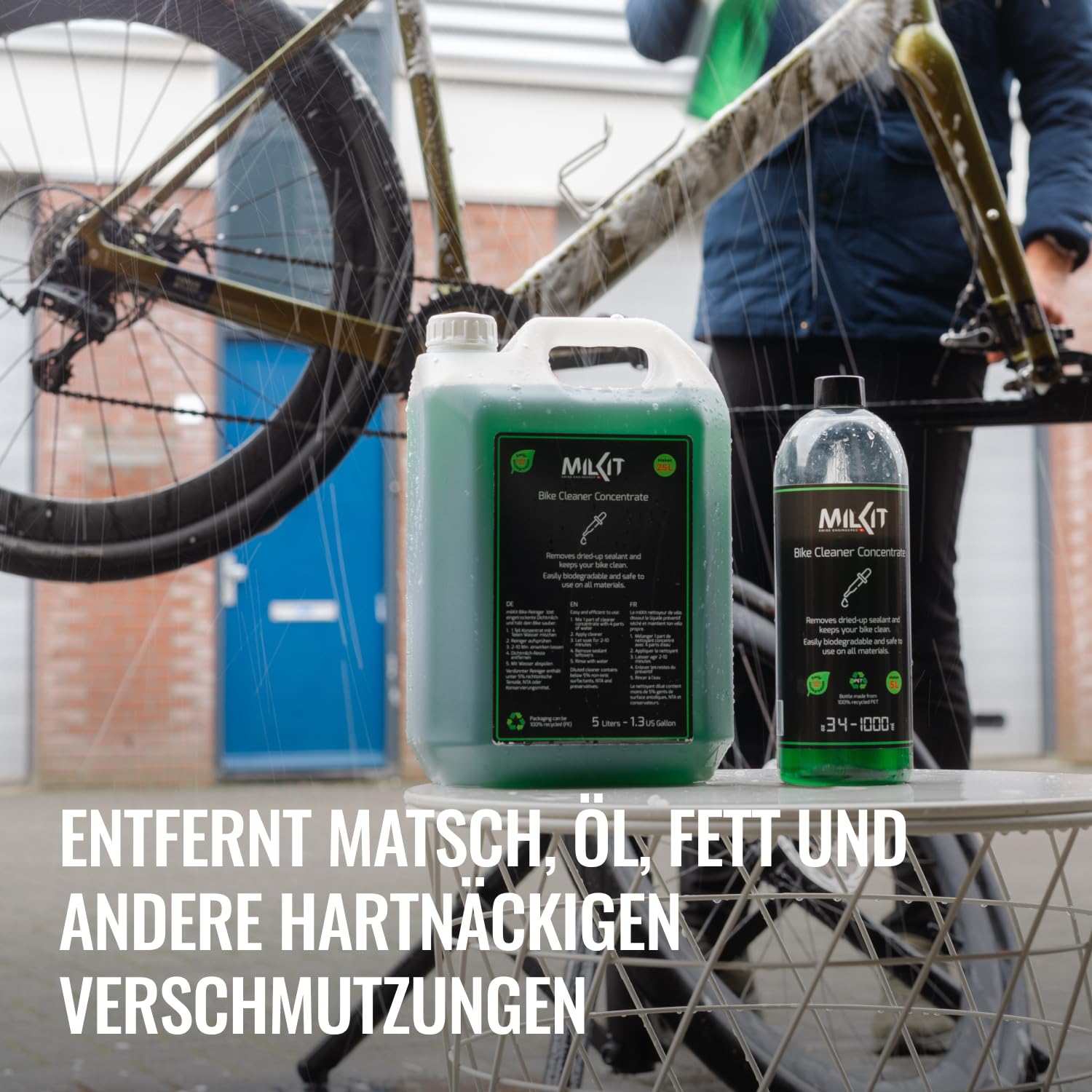 milKit Bio Fahrrad-Reiniger Konzentrat 1000 ml Flasche - biologisches Fahrrad Reiniger Konzentrat für Rennrad, Gravel und MTB - Fahrrad Putzmittel Konzentrat