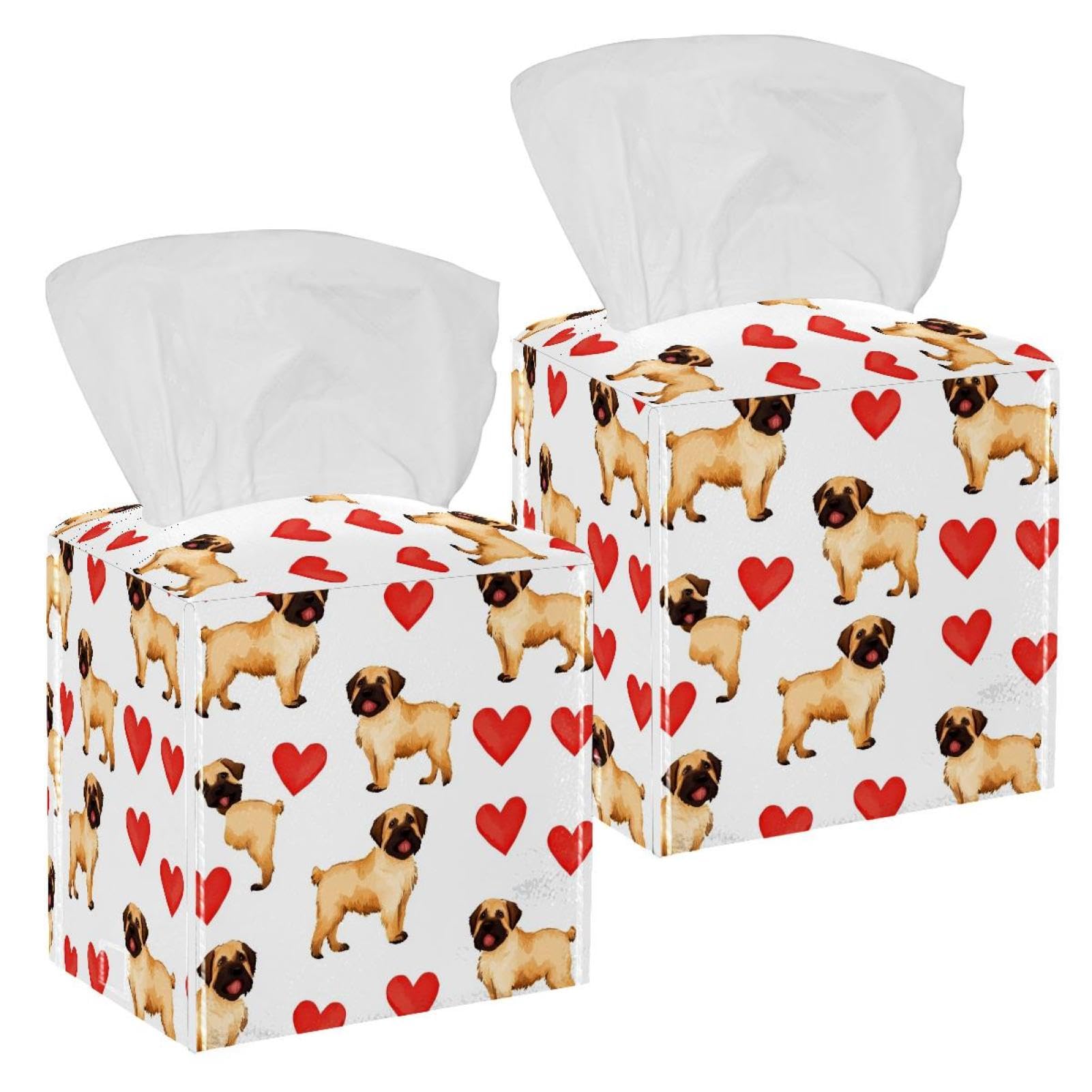 Housse de boîte à mouchoirs en cuir motif petits chiens pour table et comptoir