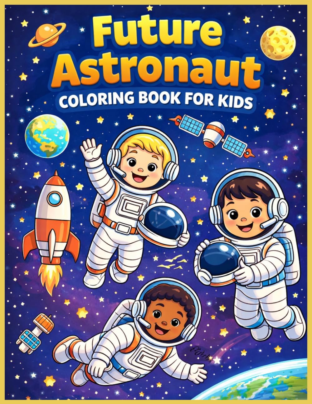Space Coloring Book for Kids: Future Astronaut Fun with Easy Rockets, Planets, and Outer Space Scenes for Boys and Girls