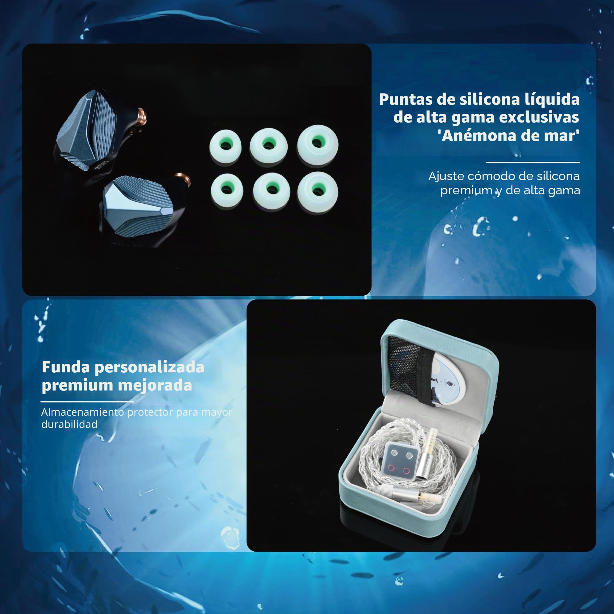 Hidizs MP145 Pro Auriculares In Ear Monitor Planar 14.5 mm, Co-ingeniería WDC, Diseño Avanzado, Cable 4 núcleos 6N OFC, Exclusivo Almohadillas 'Sea Anemone' + Estuche Piel Premium, 3.5 mm y 4.4 mm