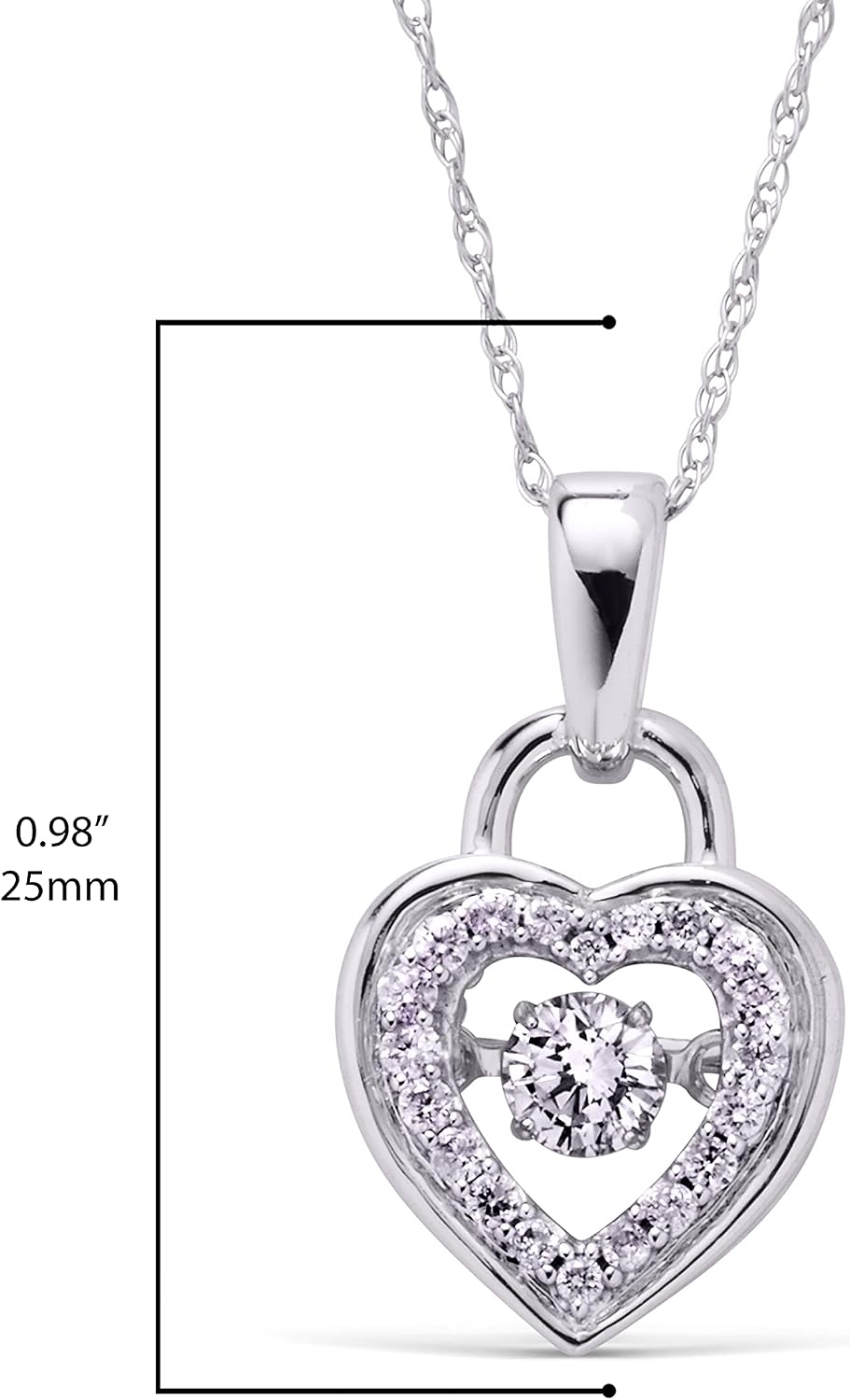 Brilliance in Motion 10K White Gold Dancing Diamond Pendant Necklace, 18" Chain