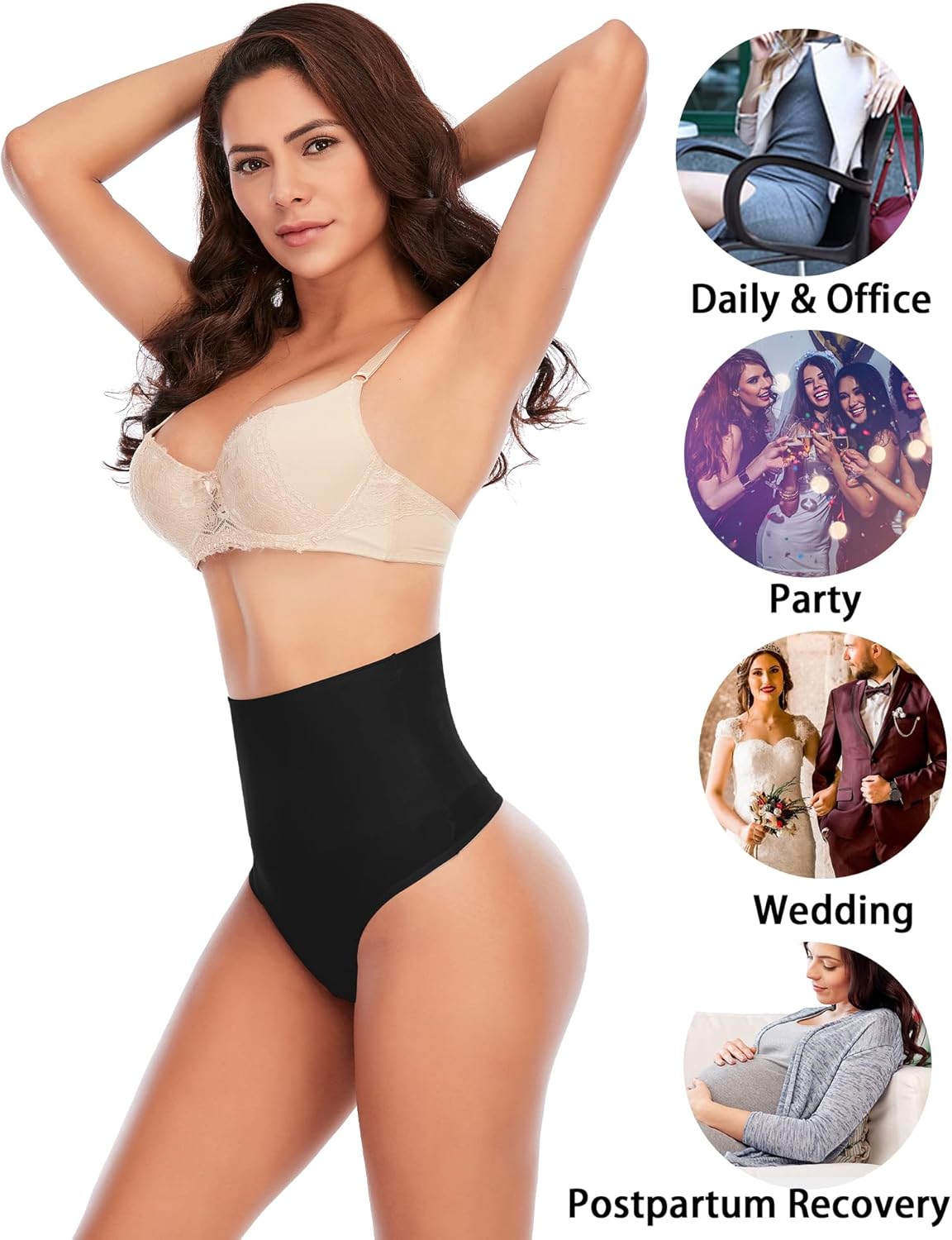 Womens Thong Shapewear Mid to High Waisted Shaper Thong WN0017 - Image 3