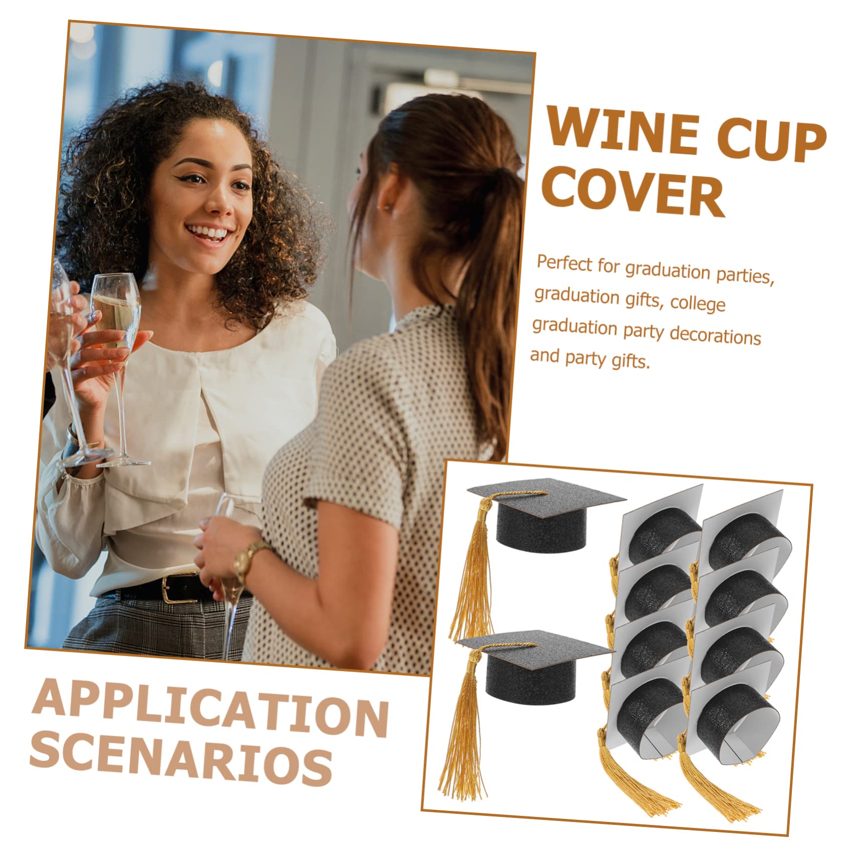 5sets Graduation Cap Mini Dekorative Hüte Für Getränke Wein Kelche 10 Stücke * 5