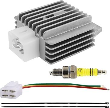 PRO BAT 12V 4 Pin Full Wave Voltage Regulator Rectifier | 4 Wires Cable Connector for 50cc 70cc 90cc 100cc 125cc 150cc Chinese Dirt Pit Bike ATV Quad Moped Scooter Buggy Sunl Silver