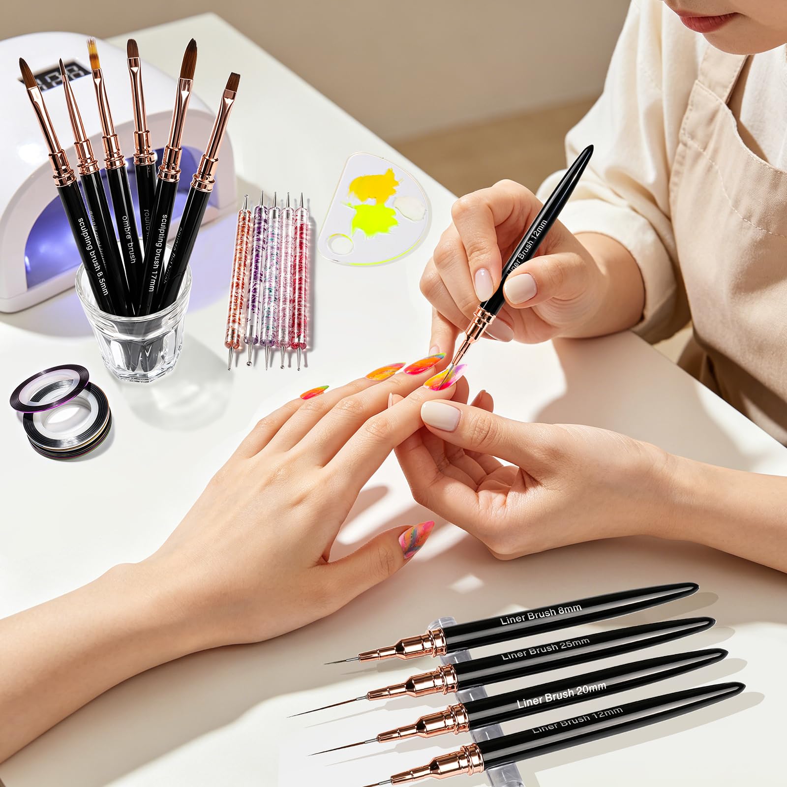 Teenitor Nail Art Kit - Complete Nail Striping Tools -7
