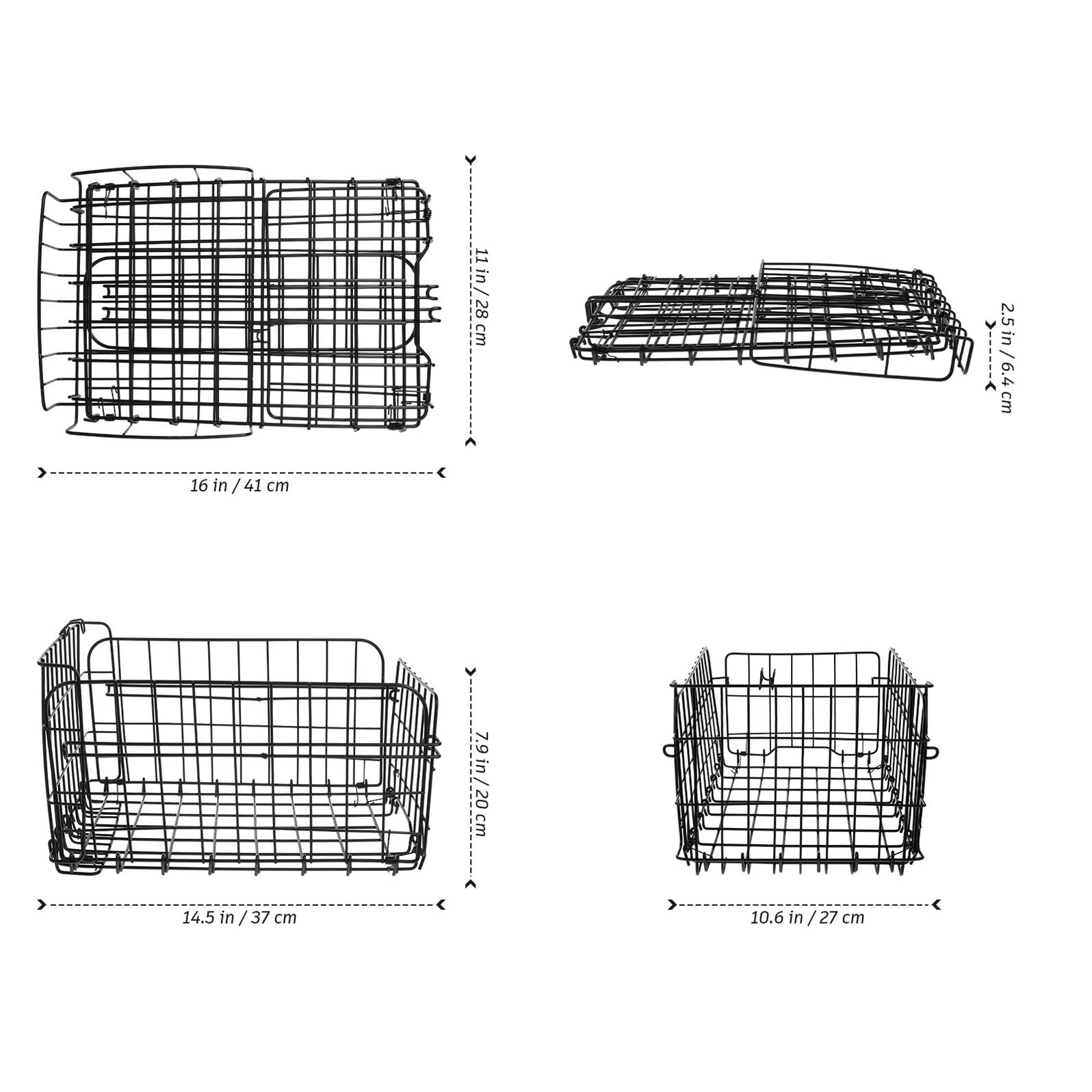 SUPVOX Gadget Holder Cestino Pieghevole Nero in Steel Wire per Bici | Electric Vehicle Basket, Thicken Bike Basket, Electric Bike Basket, Atmosfera Estiva, Stabile e Sicuro