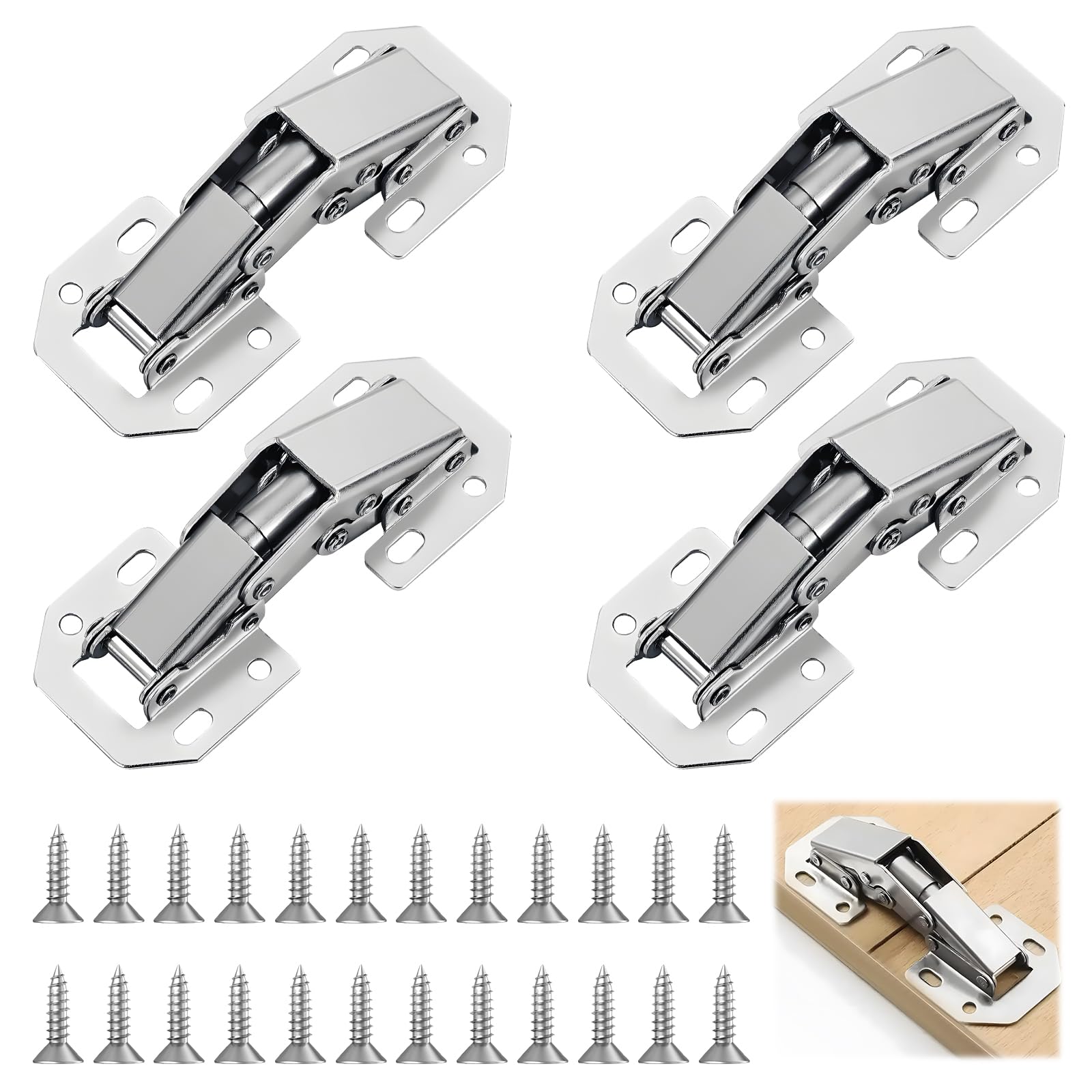 Pack of 4 Cabinet Hinges,Kitchen Cupboard Hinges 4 Inch