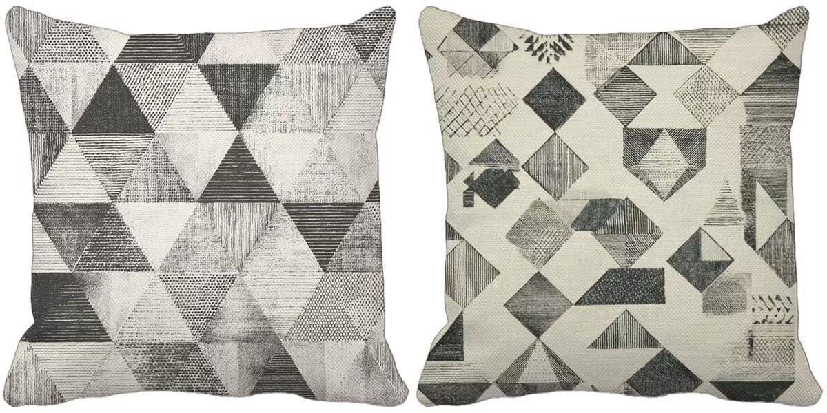 Grau Kissenbezug 55x55 2er Set Outdoor Kissen Geometrie Kissenbezüge Weich Quadrat Sofakissen Mit Unsichtbarem Reißverschluss für Schlafzimmer Wohnzimmer Sommer Garten Balkon Terrassen Deko a8-a2482
