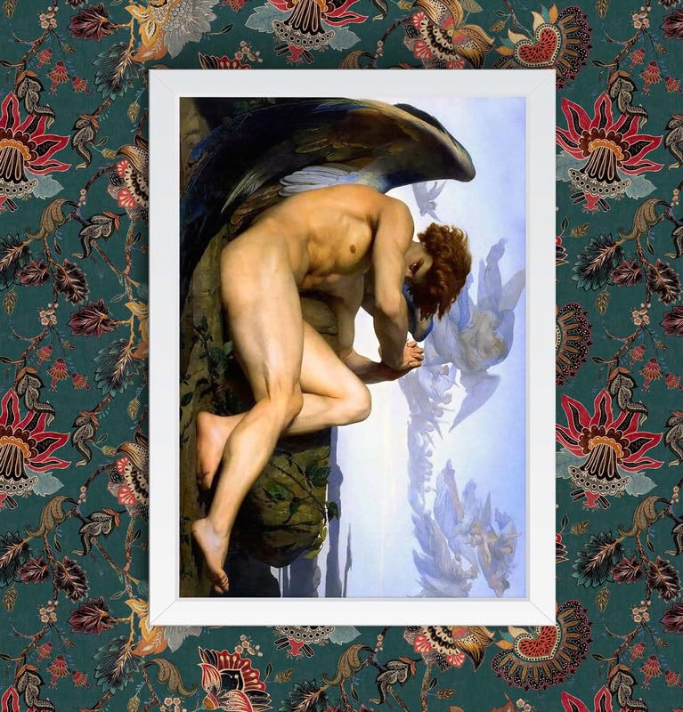 Vintage Fallen Angel Alexandre Cabanel Paint 1847 Wall Art Photo Picture Print Poster (A3 Framed - White Frame)
