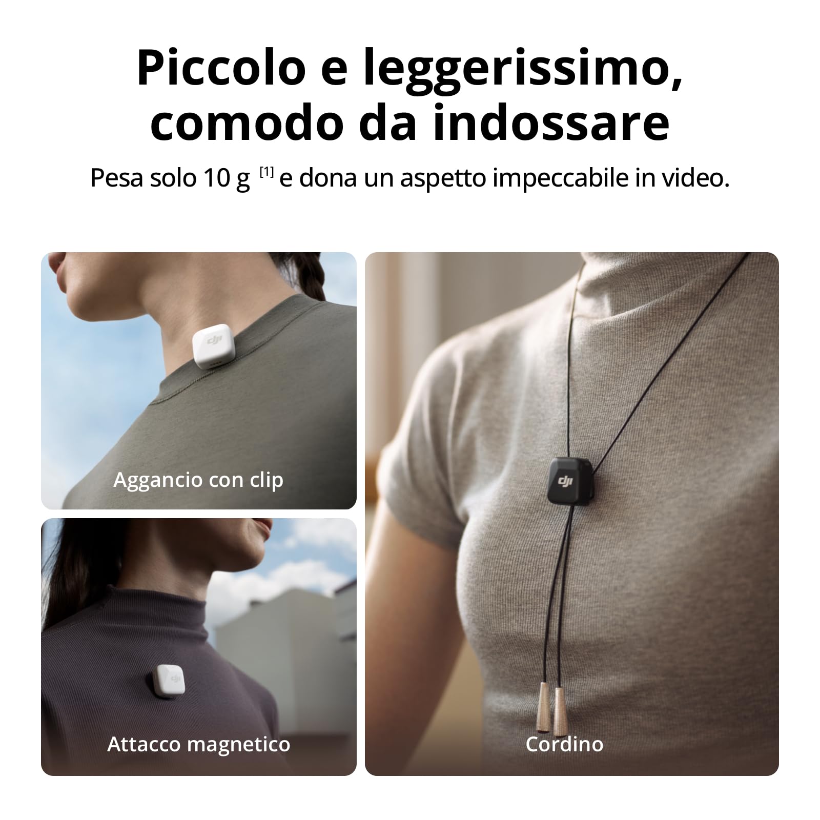 DJI Mic Mini 2 TX + 1 RX Wireless Microfono Leggero 48 Ore Cancellazione Rumore per Fotocamere iPhone Android Vlog