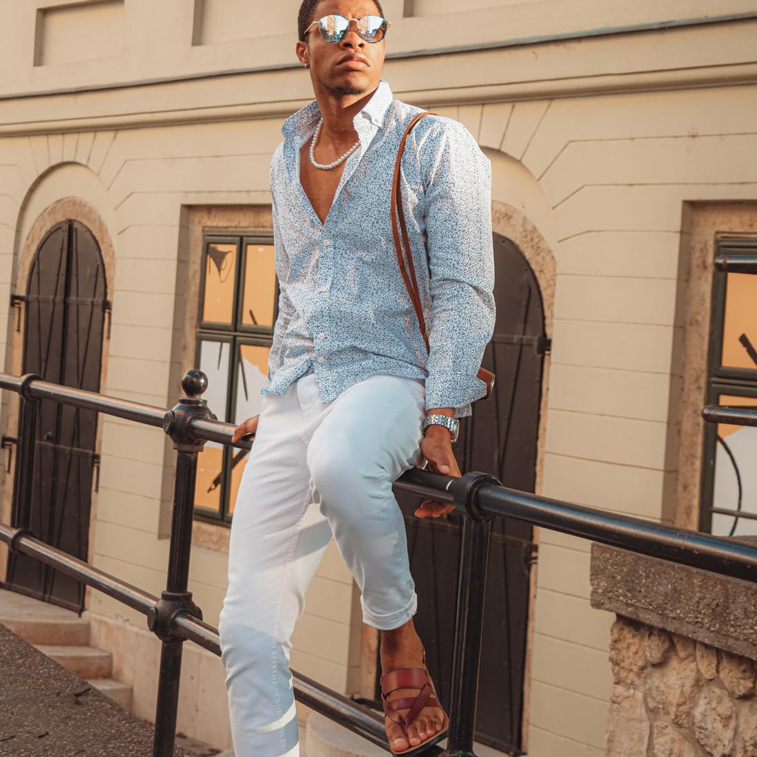 Harssidanzar Sandalias para hombre,verano cómodas ajustables con correa en el tobillo sandalias planas para hombre KM218EU