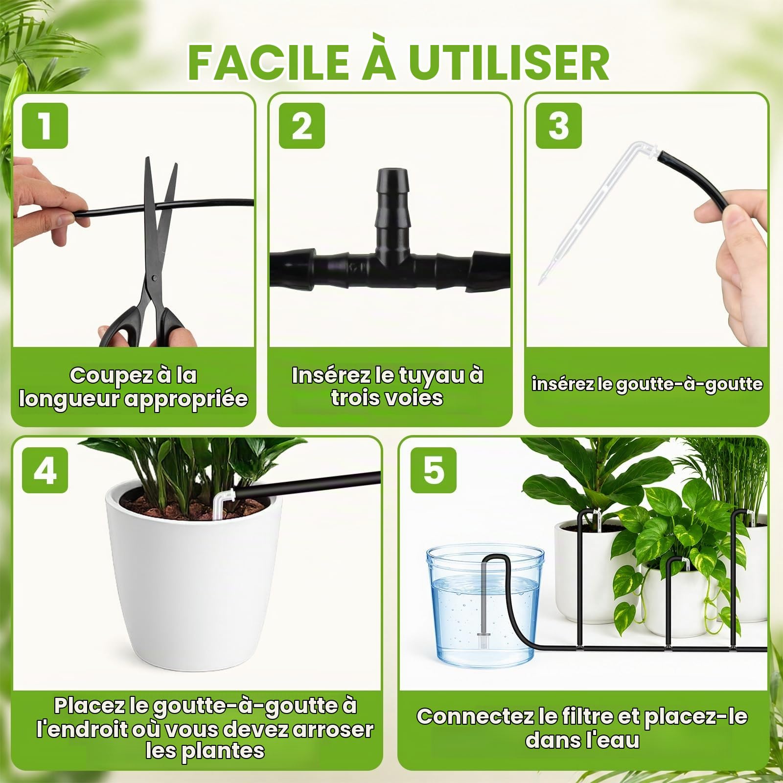 Landrip Système d'arrosage Automatique Accessoires,11.8M Kit d’Irrigation Automatique pour Plantes d'intérieur de Vacances pour jusqu'à 15 Plantes en Pot, Parterre de terrasse,Balcon