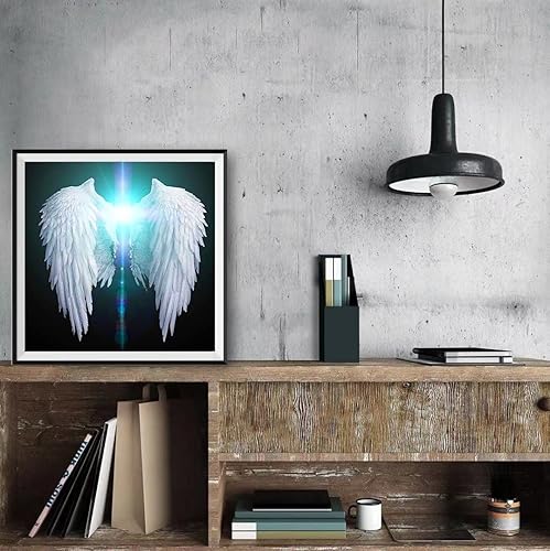 Miniatura 4 de NIHO-JIUMA Kit de pintura de diamantes con alas de plumas, kit de arte de diamante de taladro completo 5D, regalo para adultos, decoración de pared