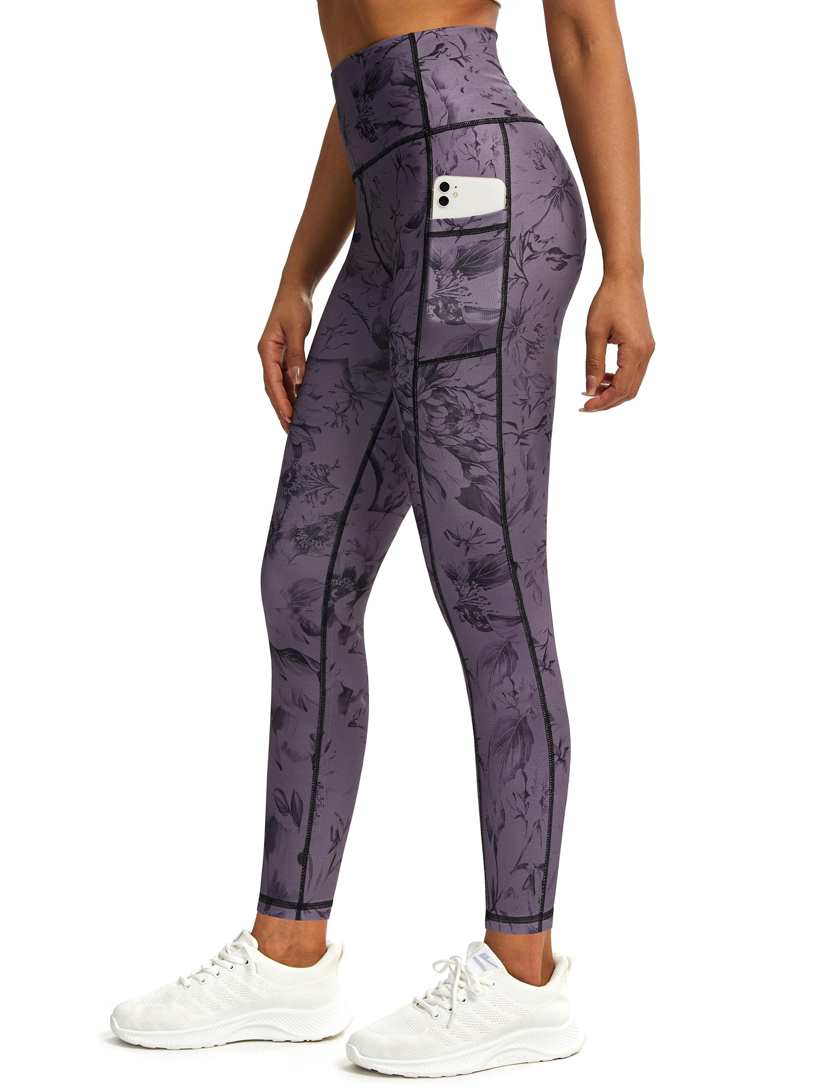 Tuspryt Womens Work Pants,Leggings for Women Tummy Control,Yoga Pants with Pockets Running Fitness Gym Tights