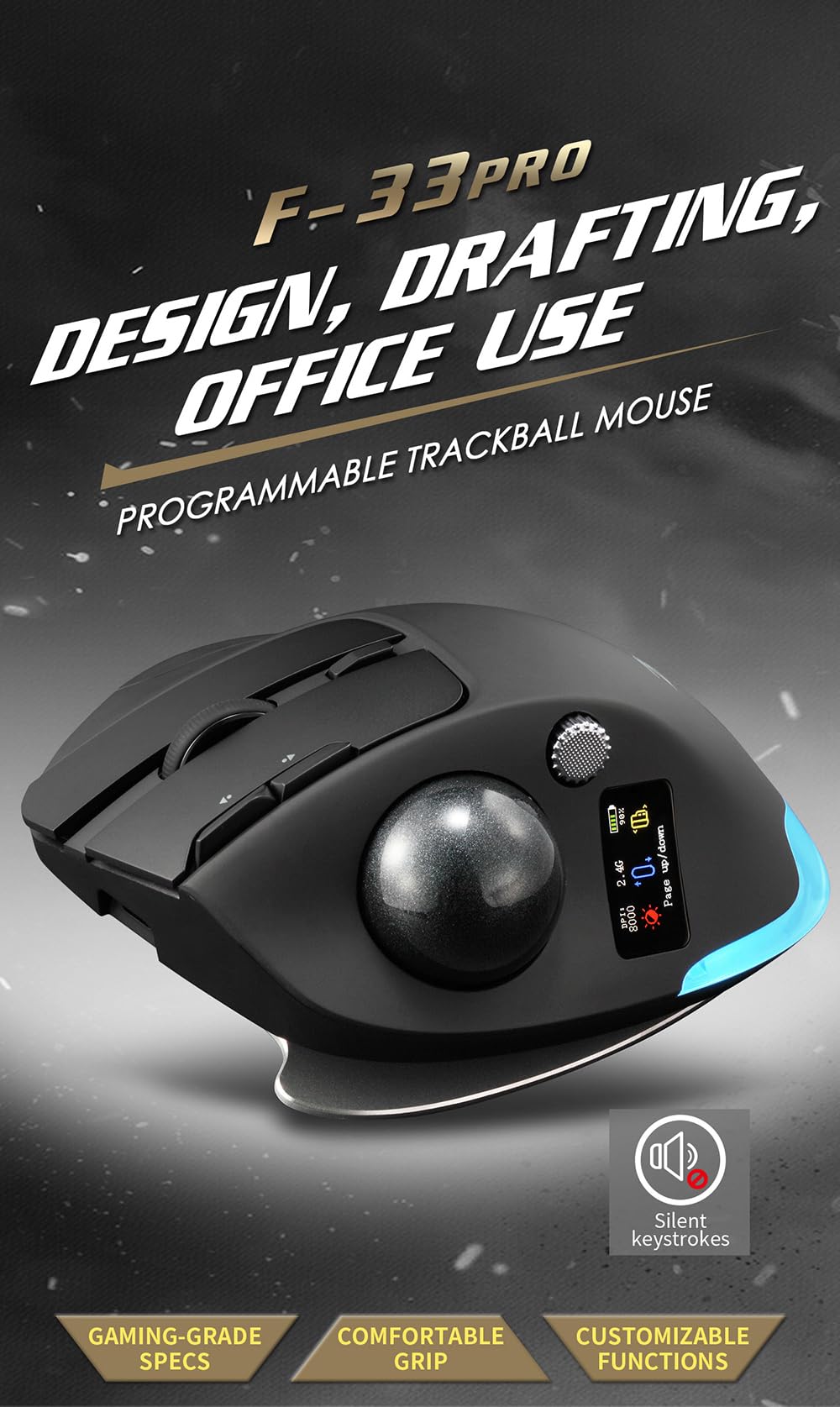 Zeerkeer Trackball Ratón Inalámbrico, Ratón Ergonómico para PC/Mac/Tablet