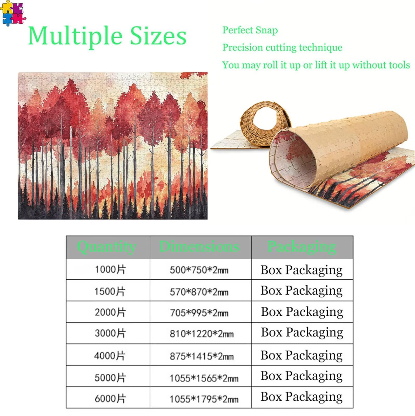 Puzzle 6000 elementów, jesienny las puzzle 6000 elementów dorośli i dzieci, premium artystyczna łamigłówka, 179,5 x 105,5 cm klasyczna gra puzzli dla dorosłych, dekoracja domu, prezent dla mężczyzn