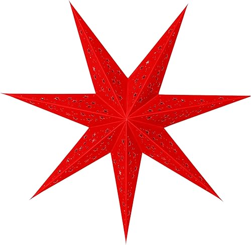 GalaxyArts - Naxatra (rojo mediano 7 puntas) - Linterna de estrella de papel