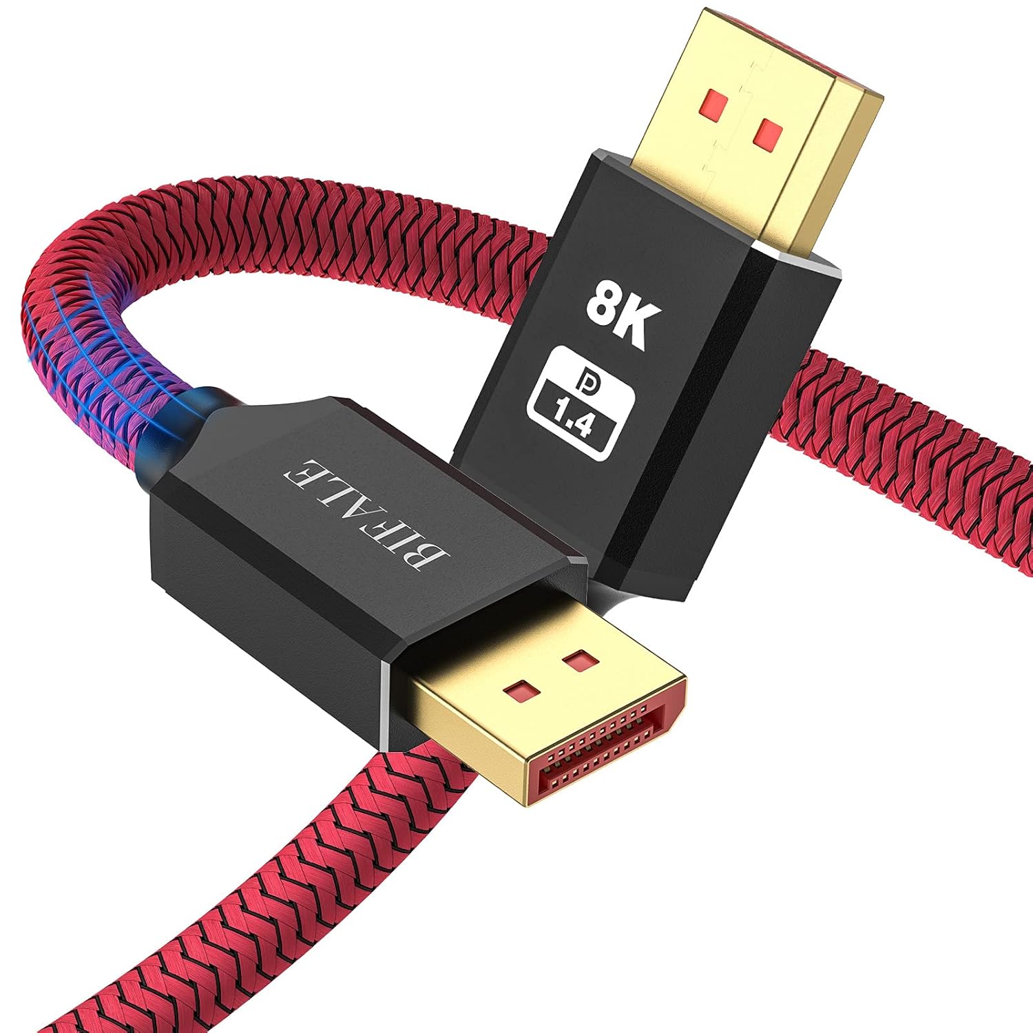 BIFALE DP Fiber Optic Cable 25ft, 8K Fiber Displayport 1.4 Cable Support HBR3, DSC 1.2, HDR10, 32.4Gbps, 8K@60Hz, 4K@144Hz, Thin and Slim Fiber DP1.4 Cable