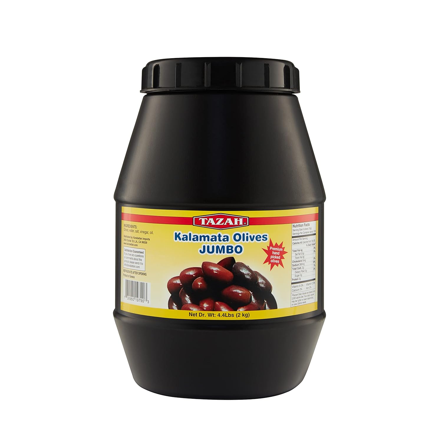 Tazah Kalamata Olives 4.4 lbs Jumbo Greek Kalamata Olives