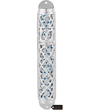 Matashi Hand Painted Enamel 7 inch Mezuzah Embellished with Hebrew Shin and Crystals Home Door Wall Decor Jewish Holiday Housewarming Present House Blessing Gift for Holiday Festival Seasons | Crystals Home Door Wall Decor Jewish Holiday Housewarming Present House Blessing, Gift for Holiday Festival Seasons