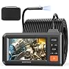 Dual Lens Endoscope with 50FT Semi-Rigid Cable, DEPSTECH 1080P Industrial Borescope Inspection Camera with Split Screen, 7.9mm Sewer Camera with 4.3 Screen, IP67 Waterproof,7 LED Lights,Portable Case