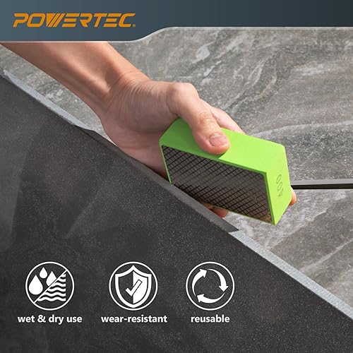 Miniatura 5 de POWERTEC Hojas de sierra de diamante de 4-12 pulgadas para amoladora angular, paquete de 5, borde de malla turbo súper fino para cortar porcelana,