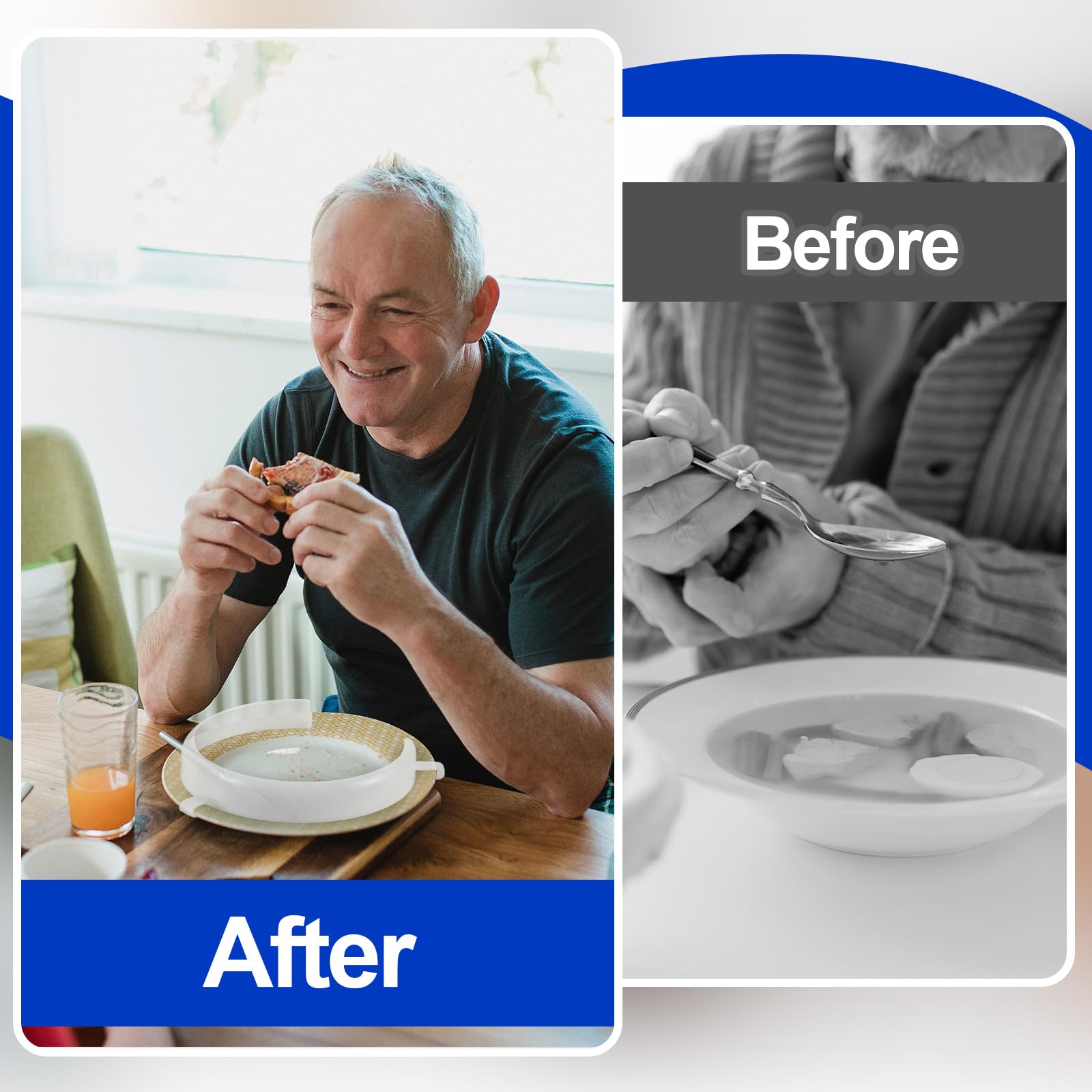 Landical 3 protectores de platos con clip para comer a prueba de derrames, para platos de autoalimentación, para ancianos, discapacitados, adultos con discapacidad, para recoger alimentos, se adapta a