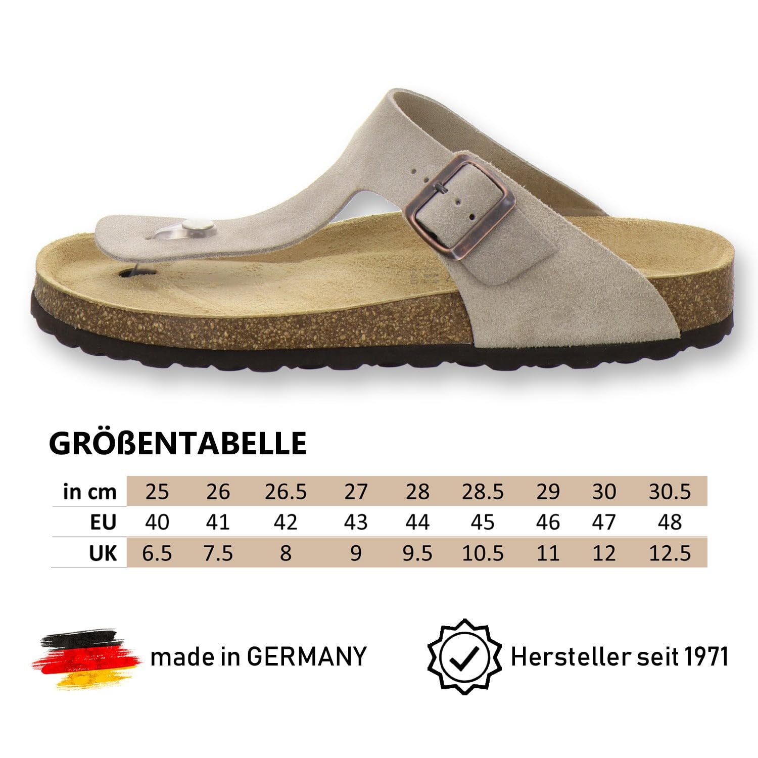 AFS-Schuhe bequeme Herren Sandalen aus Leder mit Fußbett, Made in Germany