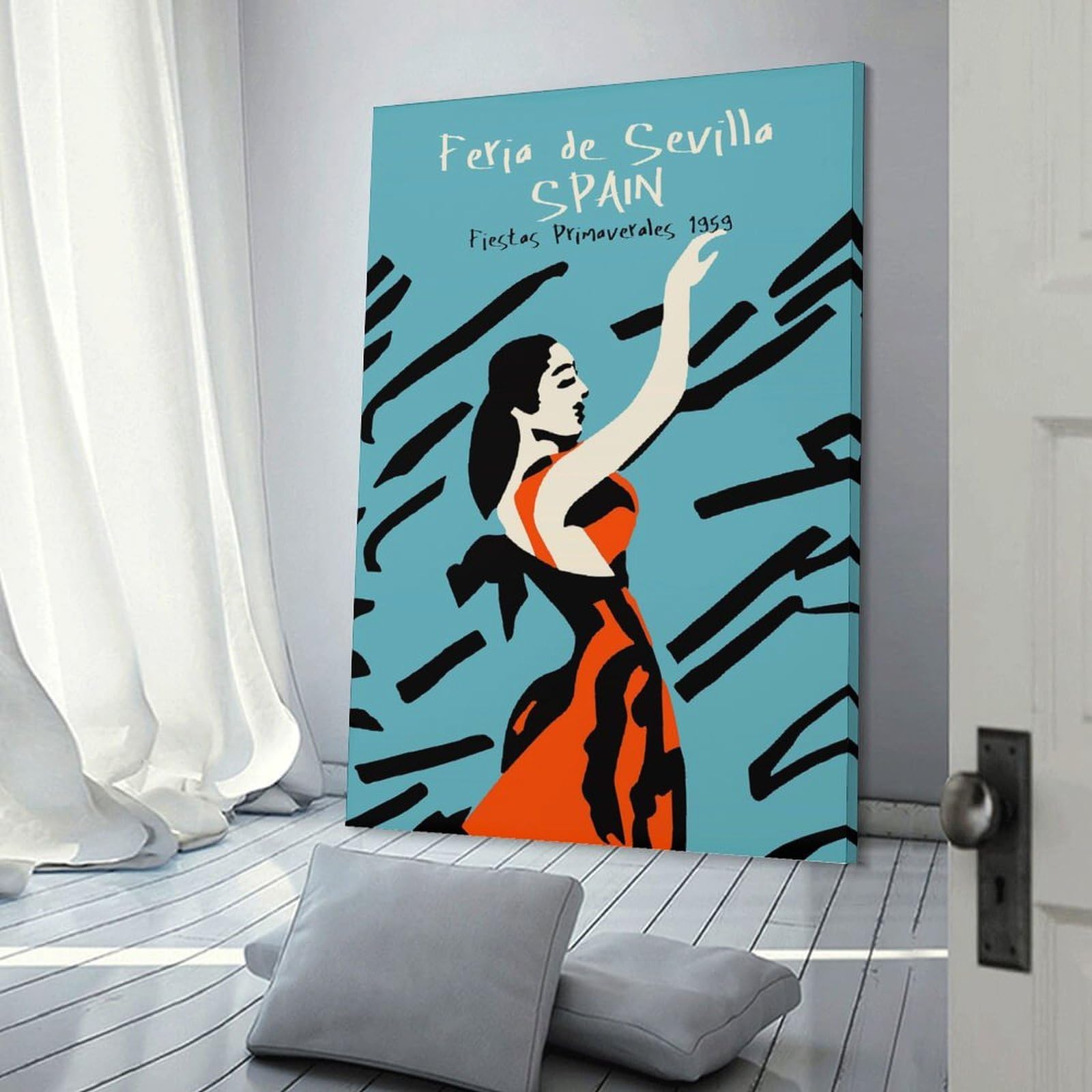 Junmoney Feria De Sevilla Spain Canvas Art Print, 20x30inch(50x75cm), for Office Decor, Home Working Or Creative Rooms, Wall Art That Adds Style to Work Areas