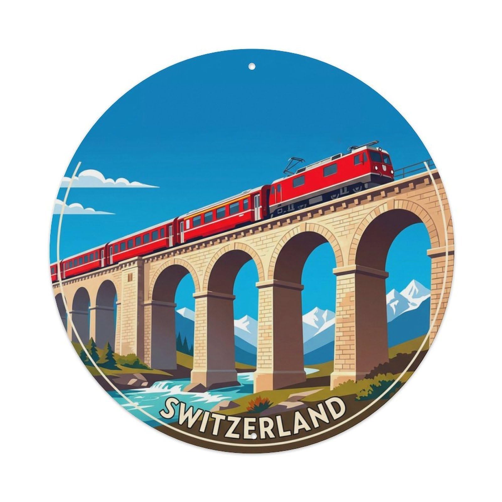 Saint Moritz Alpine Railway Swiss Travel Metal Tin Sign