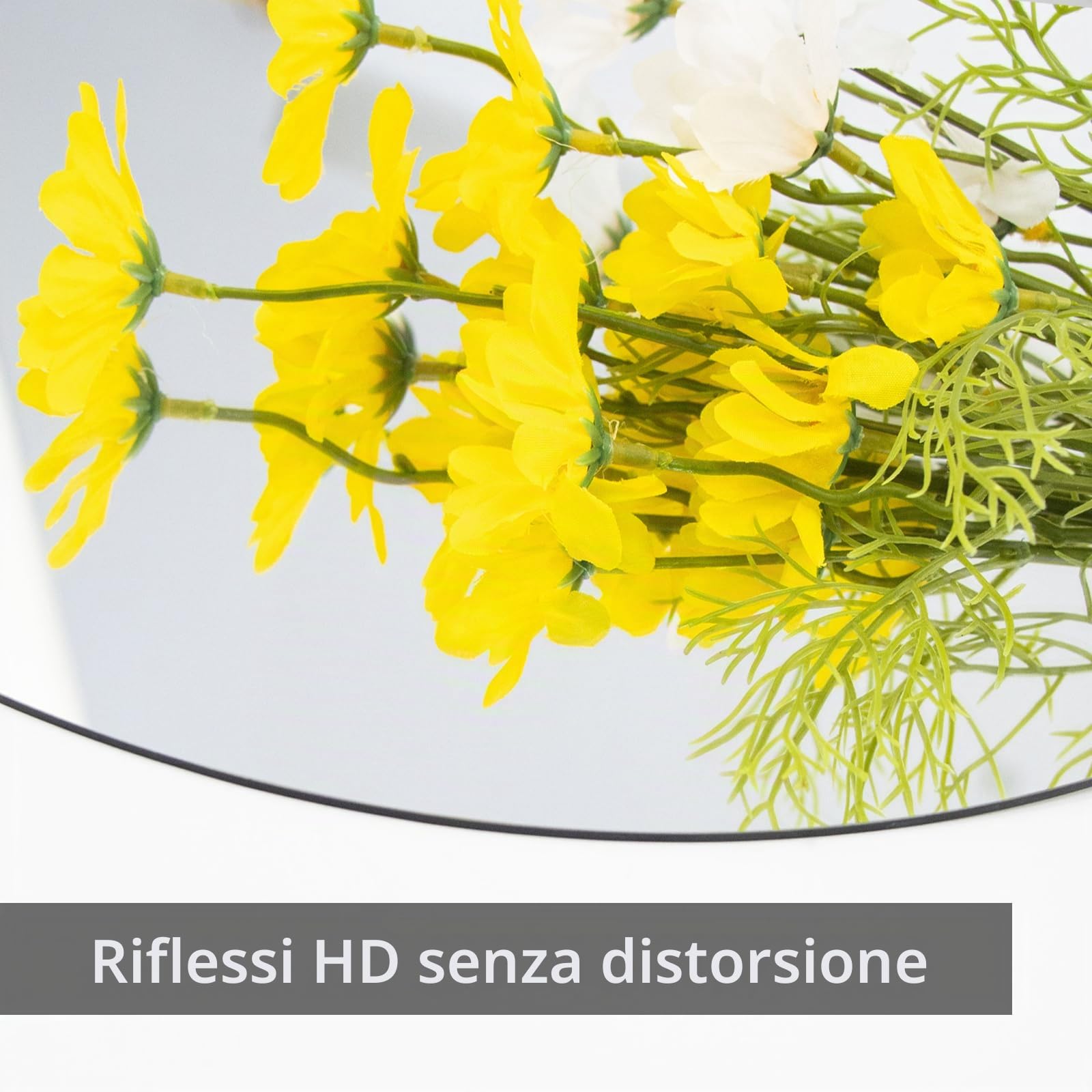 TSKDKIT - Grande specchio da parete rotondo adesivo HD - 50 cm - Specchio da parete decorativo senza cornice - Per toilette degli ospiti, bagno, guardaroba, soggiorno, ecc