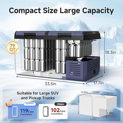 Miniatura 2 de BODEGA COOLER - Refrigerador de coche de 12 voltios, 79 cuartos (75 L) IPX4 impermeable, refrigerador de coche RV con control de aplicación de doble