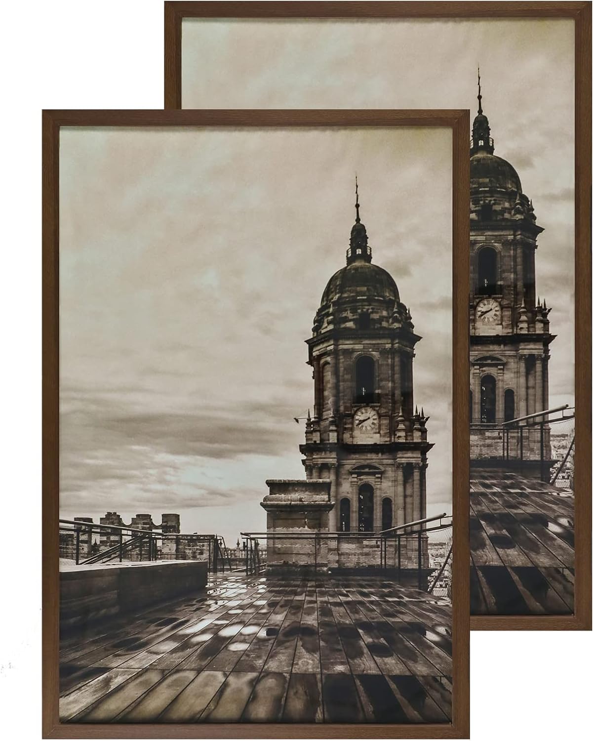 QDSSDECO 24"x36" Poster Frame Brown Wood Frame with PS Board Hanging on the Wall Display Picture, Set of 2 Brown 24"x36"2pk