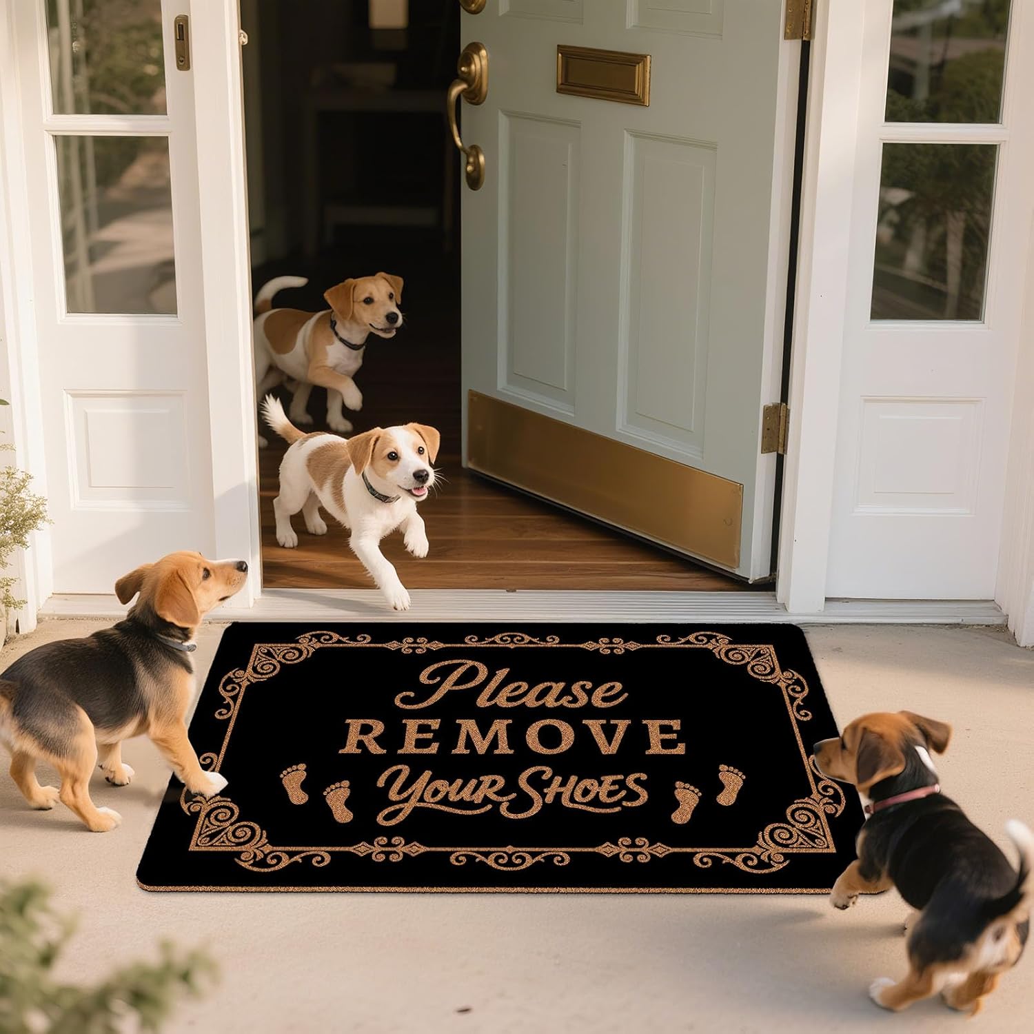 Please Remove Your Shoes Doormat 17x30 Inch, Funny Front Door Welcome Mat, Non Slip Indoor Outdoor Rug, Waterproof and Easy Clean, Cute Door Mat, Farmhouse Home Decor Gift
