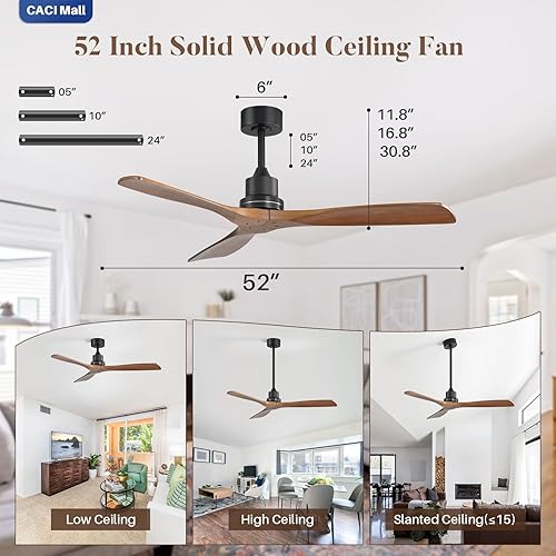 Miniatura 2 de Ventiladores de techo inteligentes de color blanco dorado de 54 pulgadas con luces y control remoto, motor de CC silencioso, 3 aspas ABS,