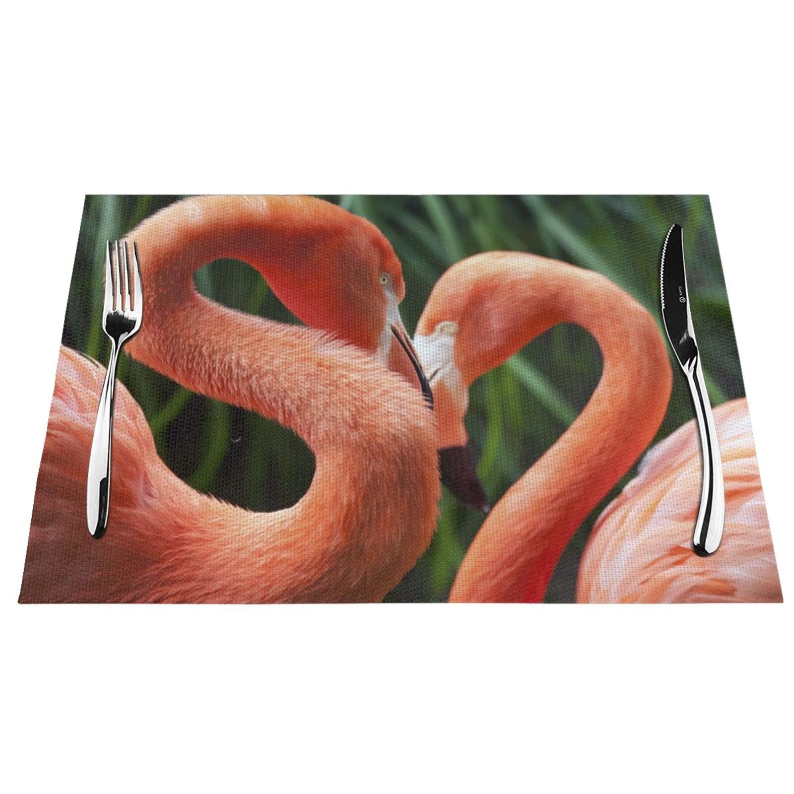 Tovaglietta tessuta con stampa fenicottero, antiscivolo, isolamento termico, per cucina, sala da pranzo, ristorante, caffè, set da 1 pezzo, 4 pezzi, 6 pezzi.