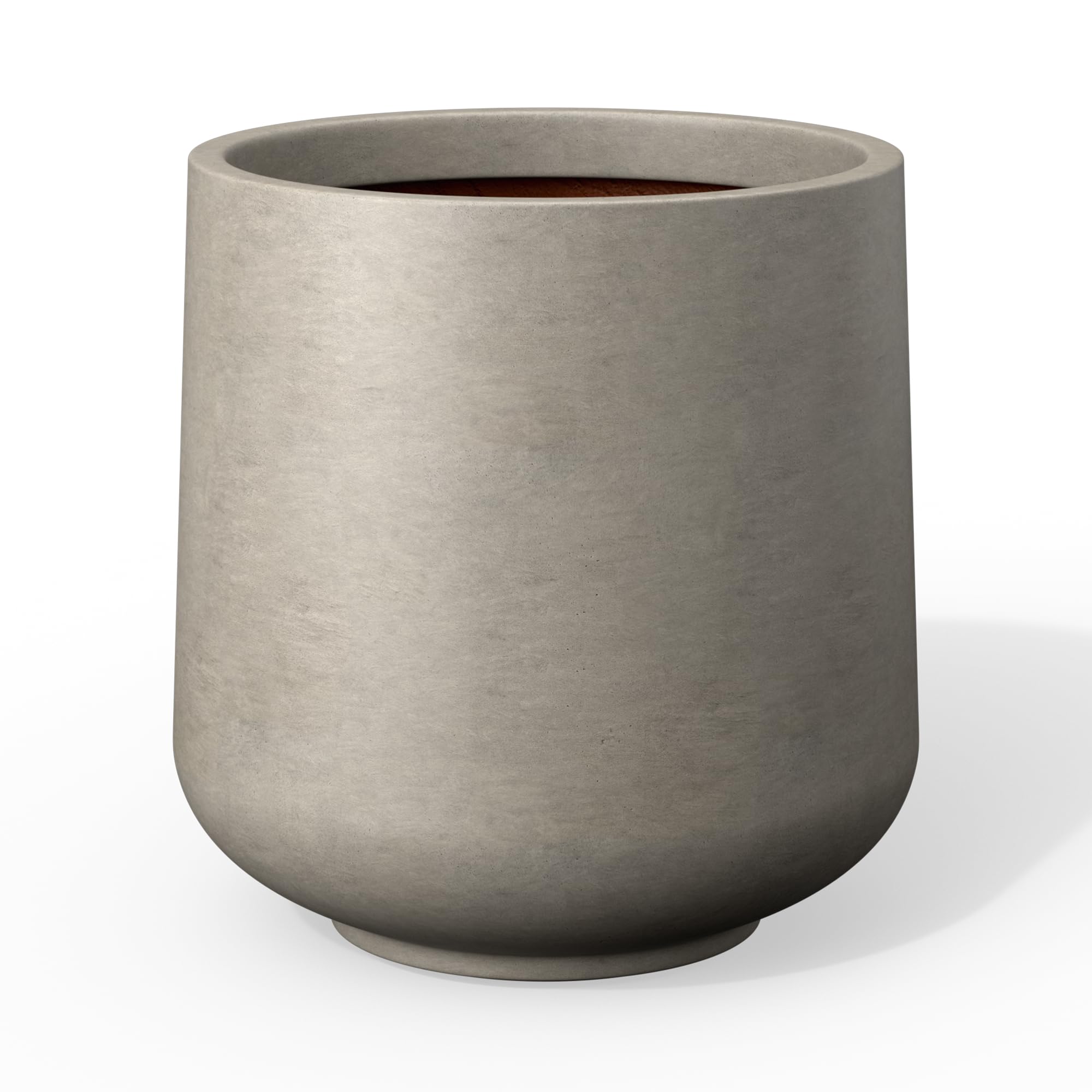 Kante Small Round Curved Weathered Concrete Planter 9.4" Dia, Outdoor