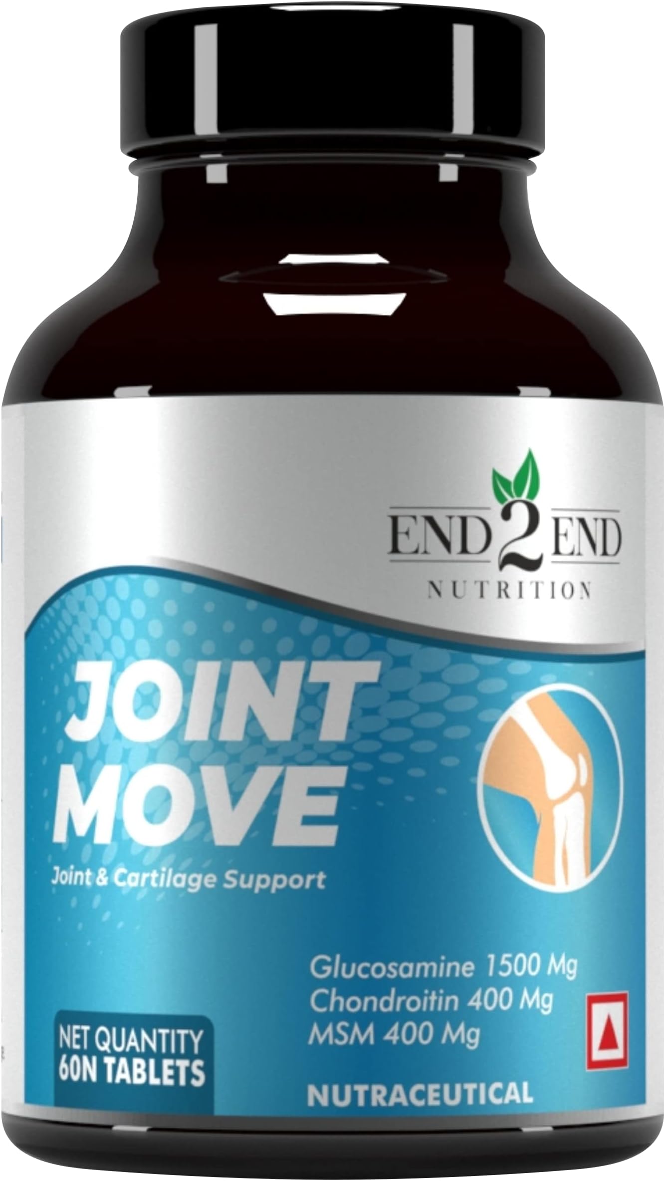 End2End Nutrition Joint Support Supplement with Glucosamine 1500mg, Chondroitin 400mg & MSM 400mg for Men and Women | Joint Health, Cartilage Support, Mobility and Flexibility - 60 Tablets