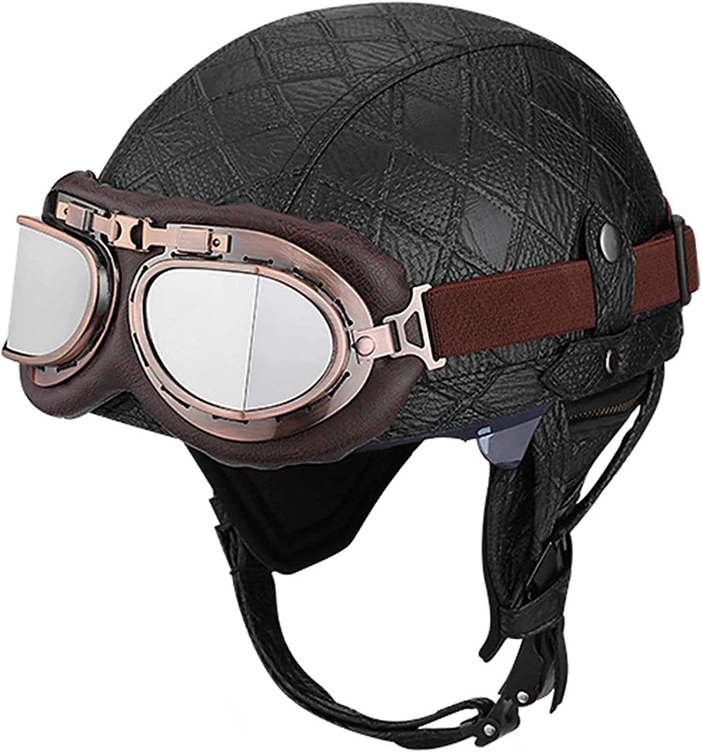 Casque moto style allemand demi-visage vintage skull cap pour homme femme taille M scooter ATV