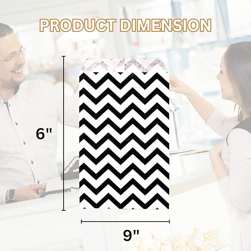 Miniatura 9 de Novel Box Paquete de bolsa de regalo de papel con estampado de cheurón azul de 6 x 9 pulgadas (100 unidades) + bolsa NB personalizada