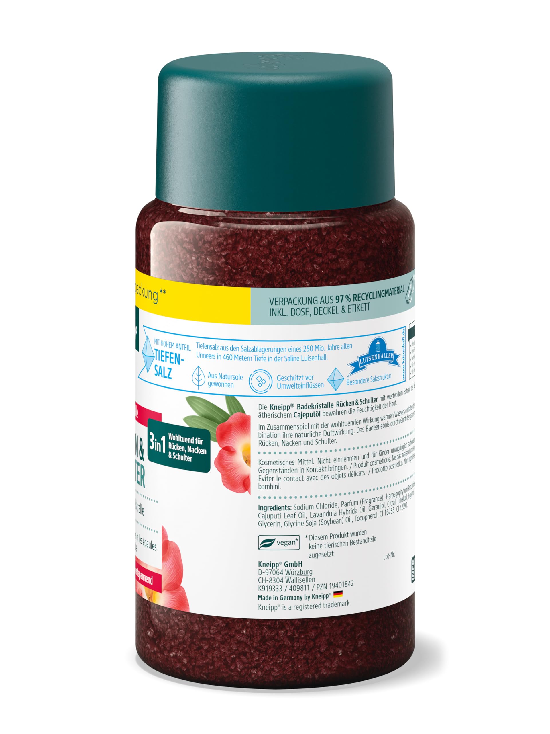 Kneipp Cristalli da bagno per schiena e spalle – con prezioso estratto dell'artiglio del diavolo – lenitivi, riscaldanti, rilassanti, 600 g