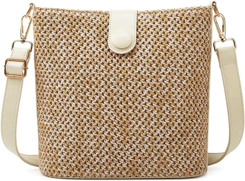 Straw Beach Bags For Women Rattan Purse Summer Straw Cross-body Bag Raffia Handbag Purses Shoulder Bag Small Bucket Bag 2026