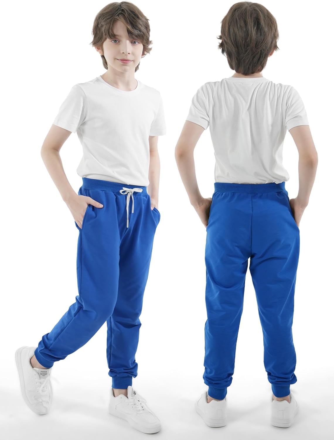 Resinta 3/4 Pack Boys Cotton Sweatpants Youth Active Joggers Kids Casual Pants with Drawstring and Pocket - Image 4