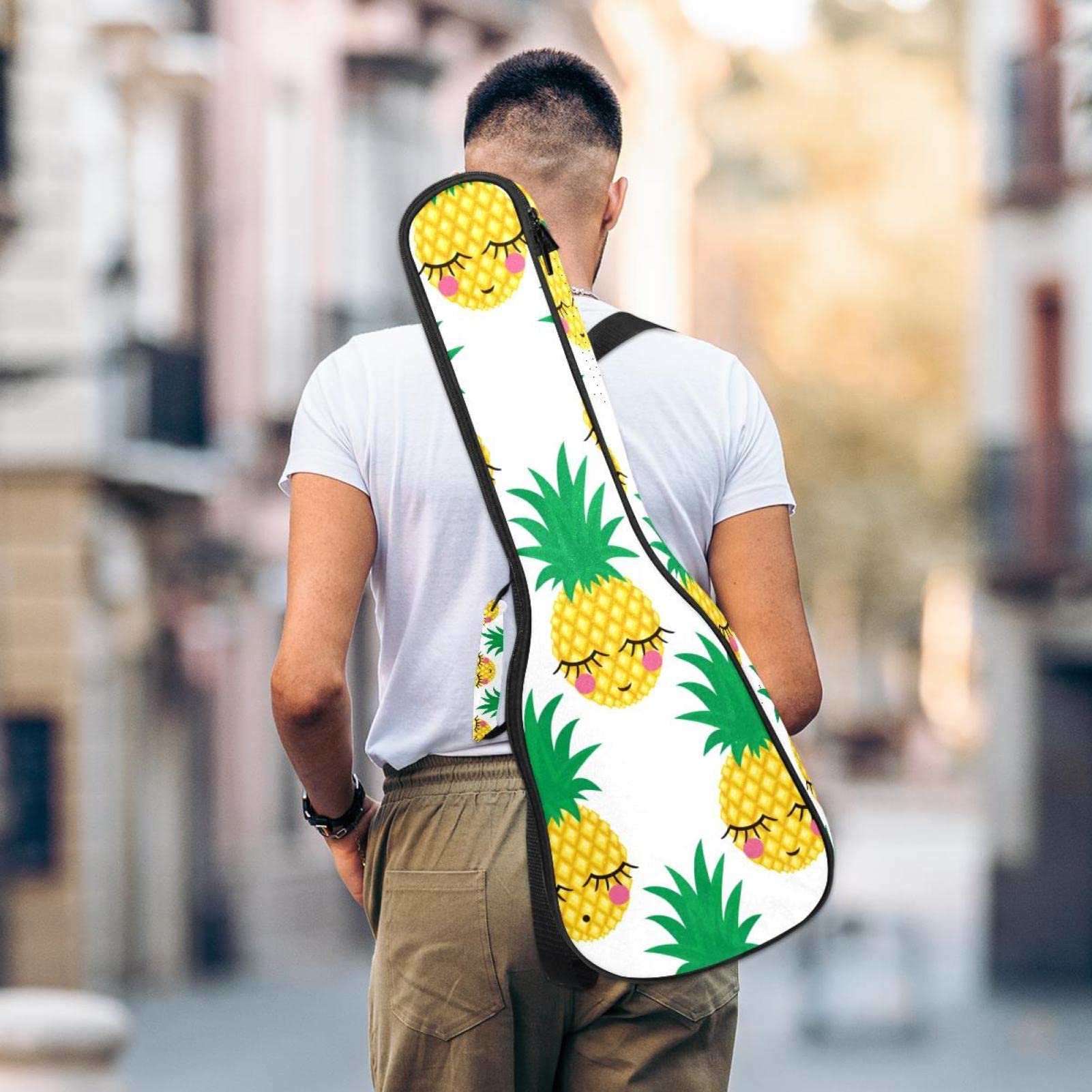 Housse pour ukulélé soprano timide ananas pour ukulélé ténor avec sangles réglables et sac rembourré étanche