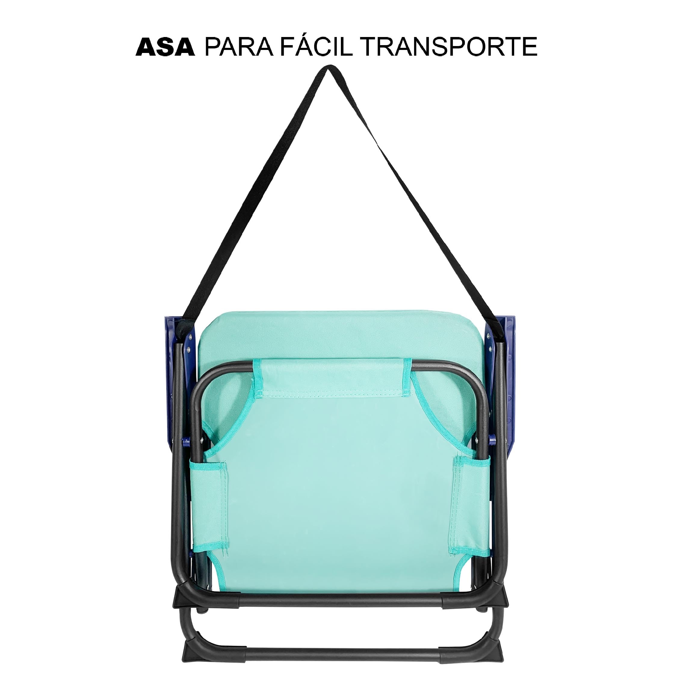 TIENDA EURASIA - Silla Playa Plegable | Pack 2 Sillas Playa | Ligera y Resistente | con Asa de Transporte | Color Azul y Turquesa | Medidas 54x54x25/63 cm | Peso Máximo 110 Kg
