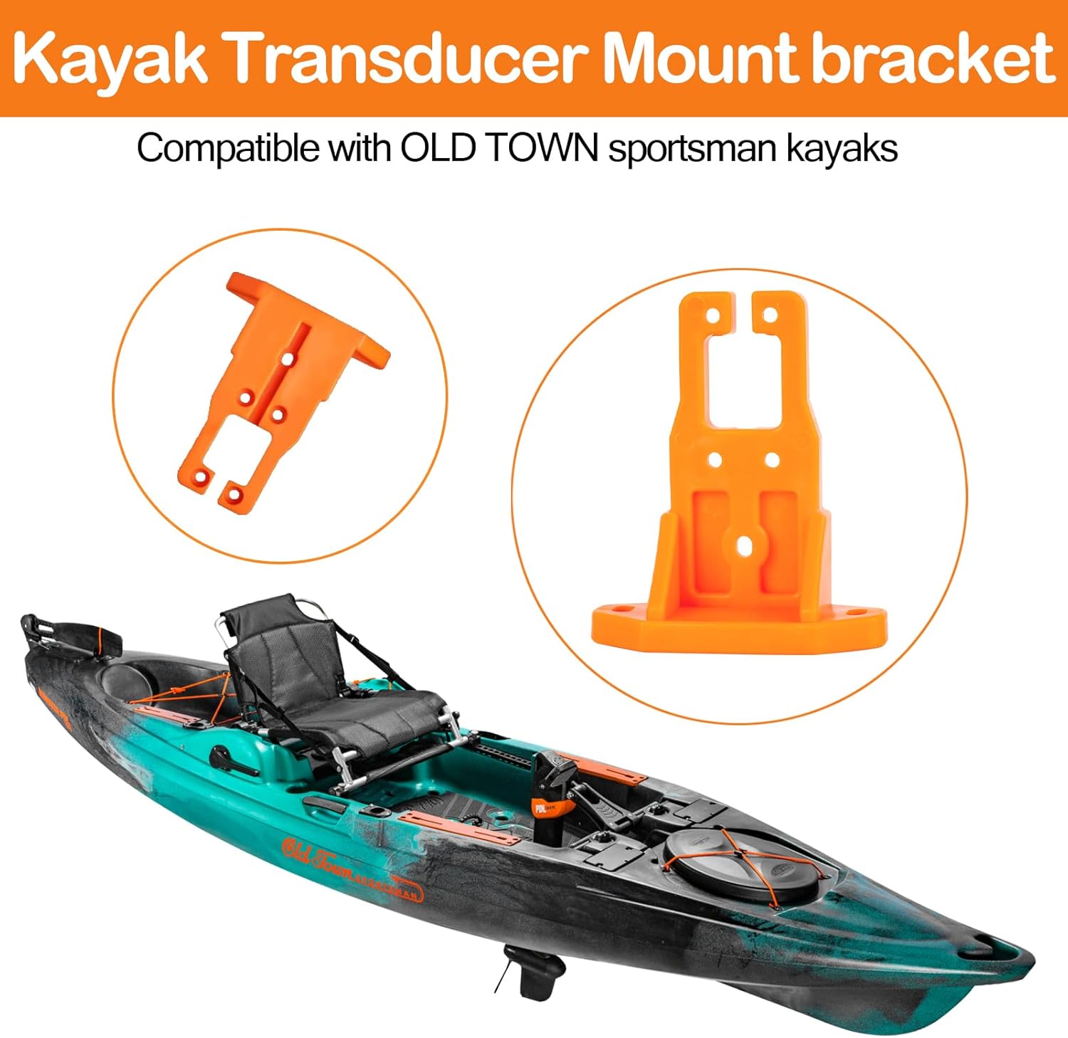 Kayak Transducer Mount Bracket Compatible with Old Town Sportsman, Kayaks Transducer Accessories (Orange) -2 Pack